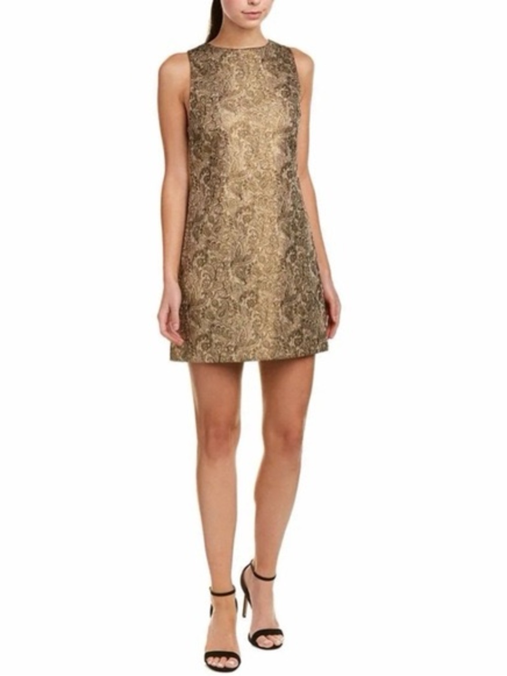 Alice + Olivia Clyde Metallic Gold Brocade Paisley A-Line Shift Mini Dress 2